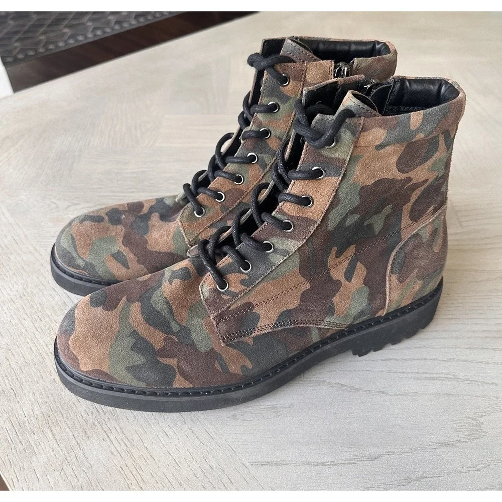 INC Mens Wilder‎ Suede Camo Ankle Boots 11 Combat Lug Sole Army Grunge Goth